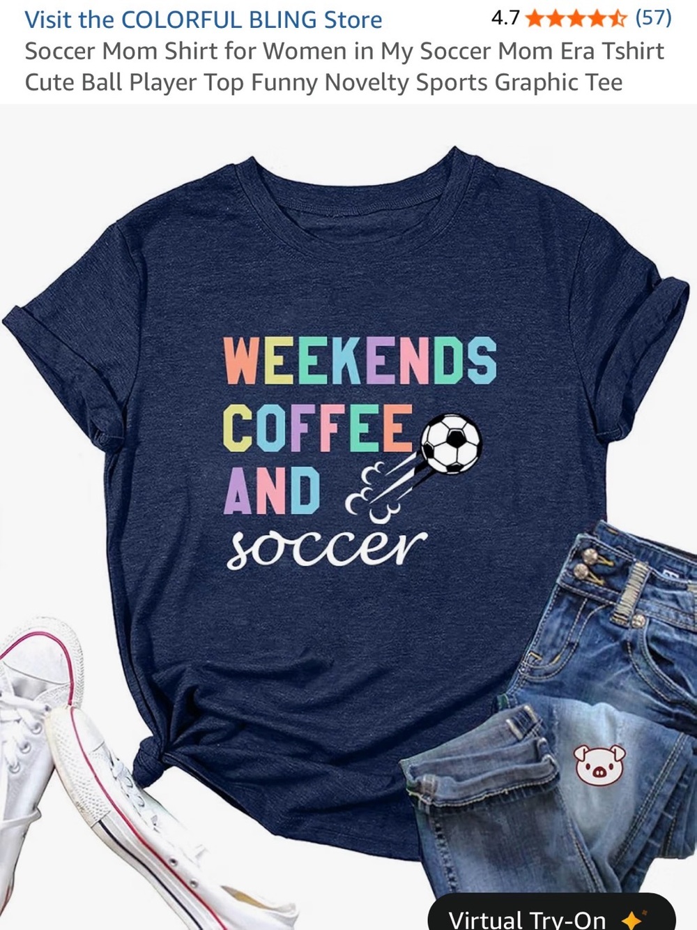 Navy "Weekends Coffee and Soccer" Graphic Tee